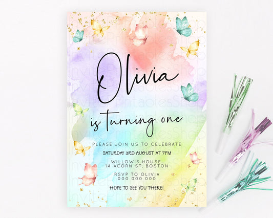 Editable Pastel Butterfly Birthday Invitation Butterfly Birthday Invitation