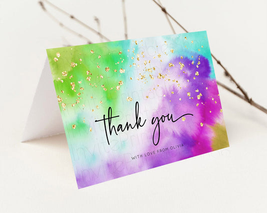 Tie Dye Thank You Rainbow Tie Dye Thank You Card Pastel Birthday Thank You Colorful Pastel Cards Rainbow Teacher Thank You Card D10536