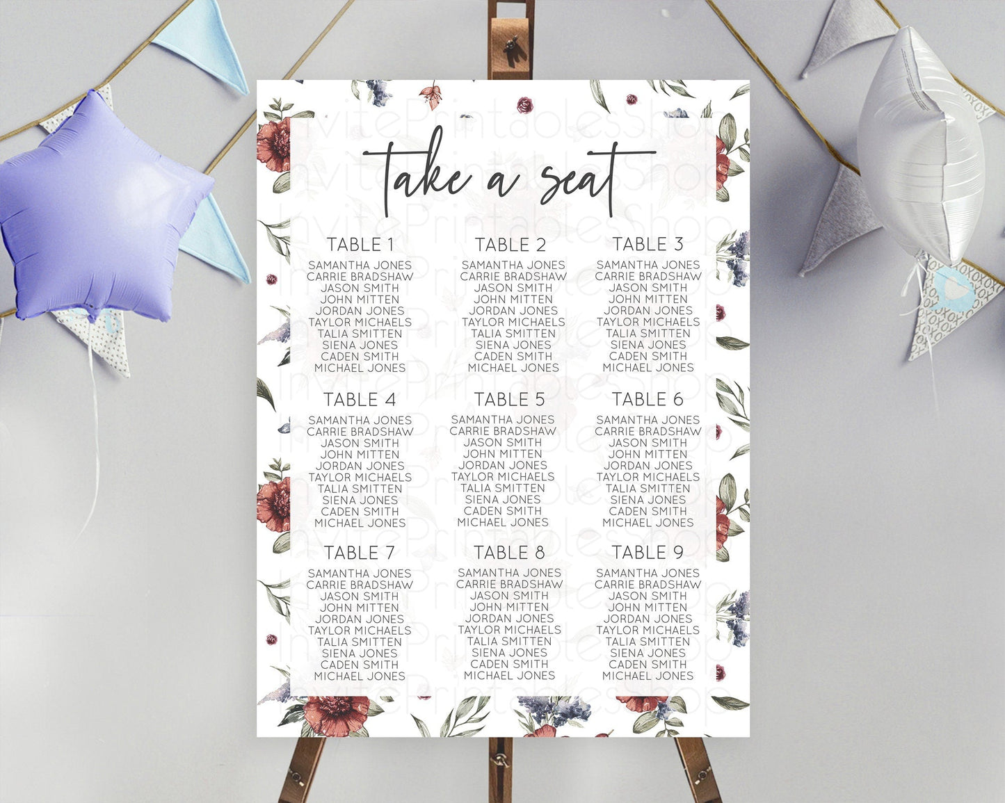 Secret Garden Seating Chart Wildflower Seating Chart Pastel Flowers Seating Chart Enchanted Garden Boho Floral Take A Seat Decor D10503