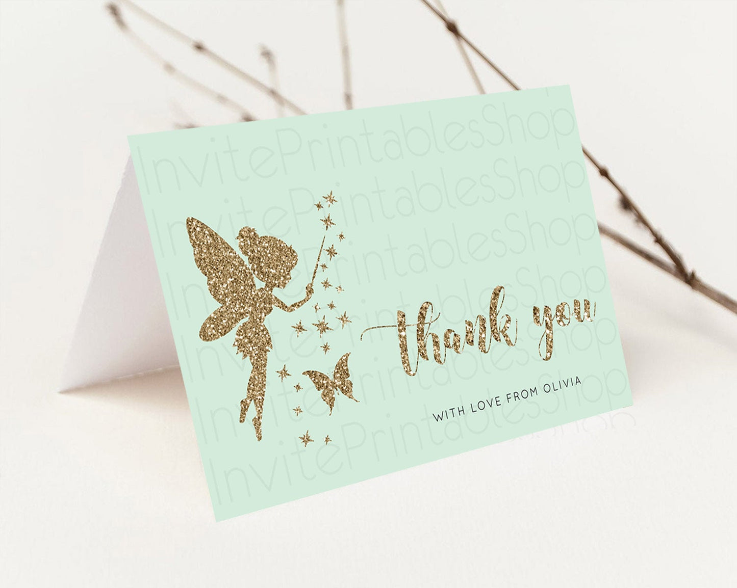 Fairy Thank You Fairy Thank You Card Enchanted Garden Pastel Butterfly Birthday Thank You Floral Secret Garden Teacher Thank You D10908