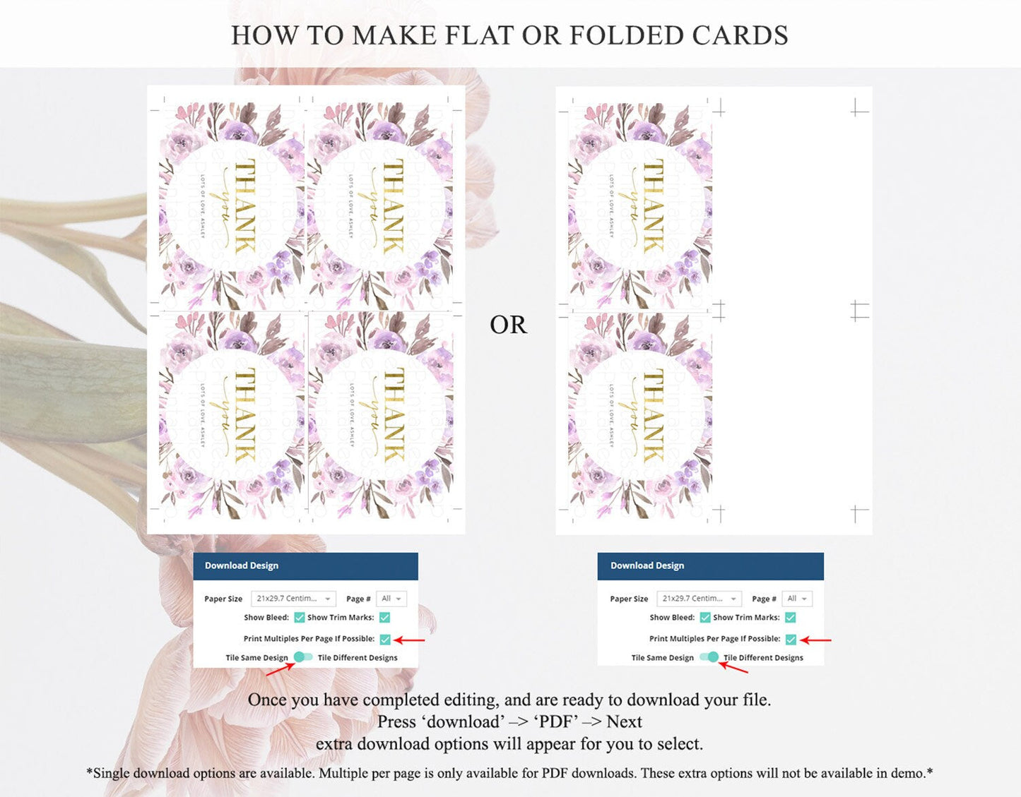 Secret Garden Thank You Wildflower Thank You Card Pastel Flower Garden Birthday Thank You Card Boho Floral Teacher Thank You Card D10201