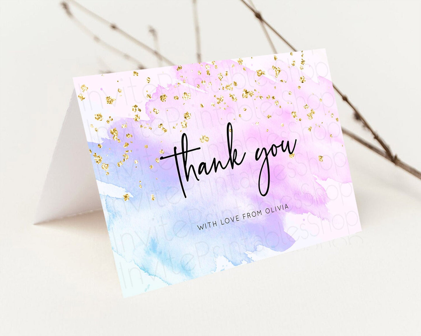 Purple Thank You Purple Watercolor Thank You Card Pastel Purple Card Template Watercolor Splash Cards Teacher Thank You Cards D10169