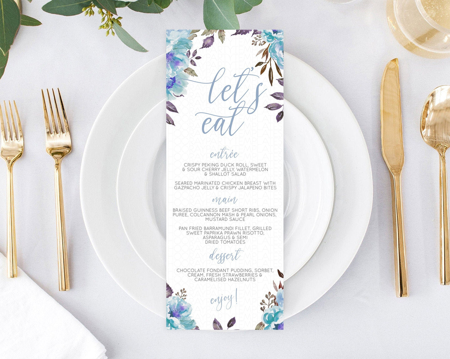 Secret Garden Menu Wildflower Menu Template Pastel Flower Garden Table Decor Boho Floral Dinner Dessert Floral Party Food Menu D10730