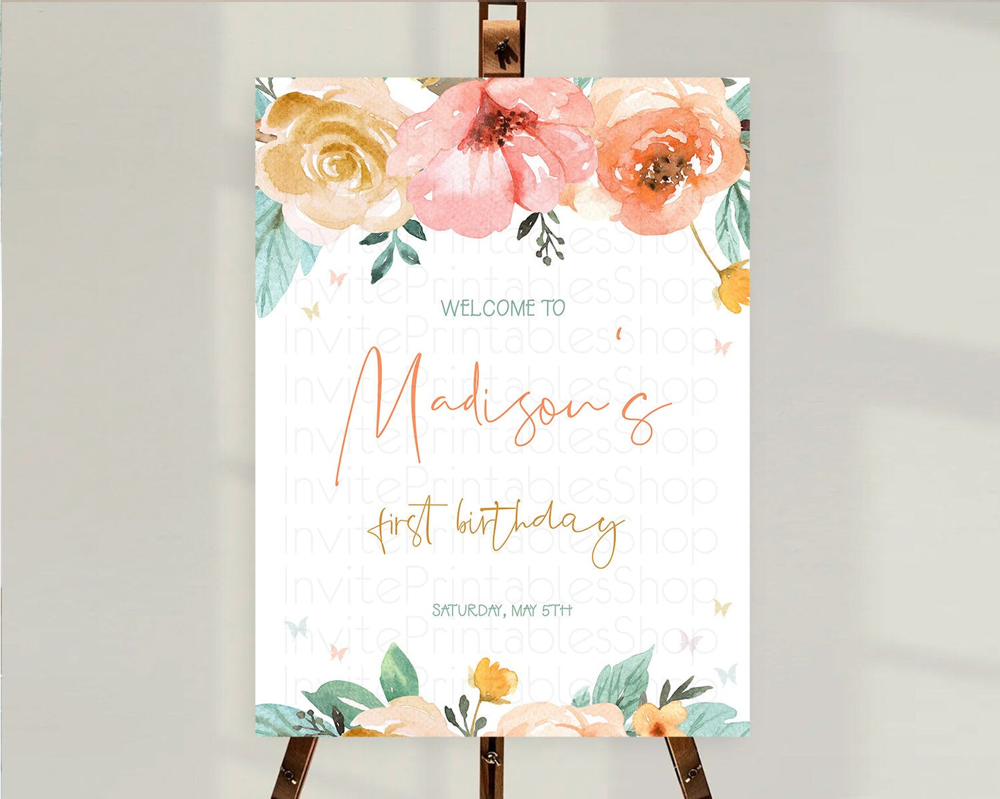 Secret Garden Welcome Sign Wildflower Welcome Board Pastel Flower Garden Welcome Poster Boho Wildflower First Birthday Welcome Sign D10347