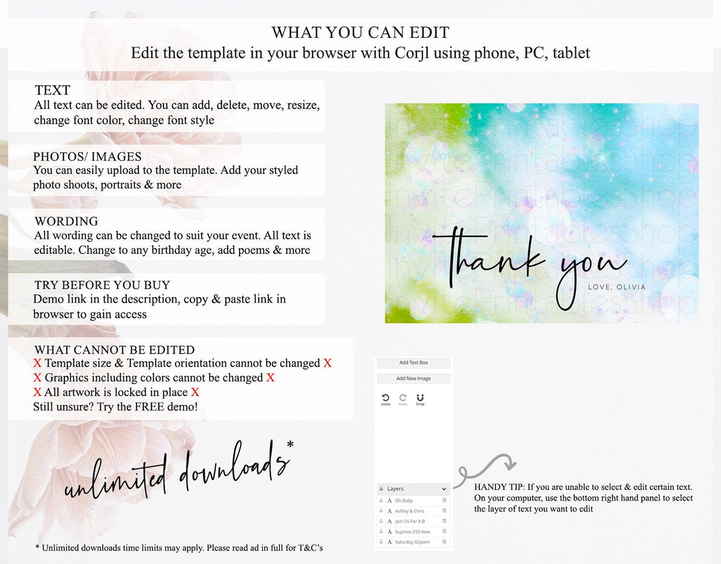 Pastel Thank You Rainbow Thank You Card Colorful Pastel Birthday Thank You Card Confetti Watercolor Pastel Teacher Thank You Cards D10692