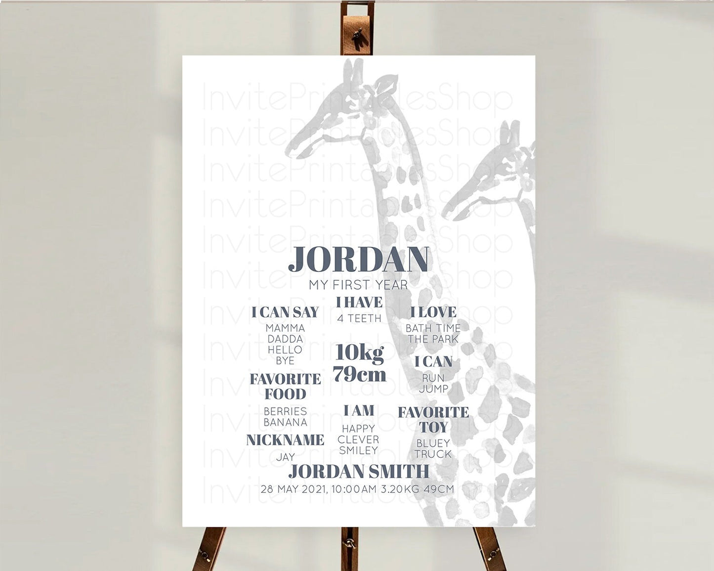 Giraffe First Birthday Milestone Board Giraffe Milestone Poster Giraffe Decor Safari Adventure Giraffe First Birthday Welcome Sign D10306