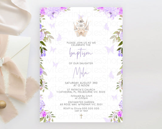Editable Princess Baptism Invitation Enchanted Castle Baptism 1st Birthday I