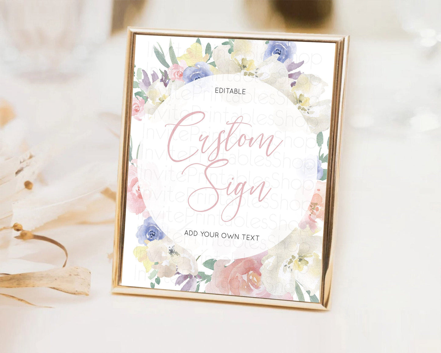 Wildflower Floral Table Sign Decor Secret Garden Sign Template Pastel Floral Garden Party Boho Flowers Birthday Baby Shower Wedding D10841