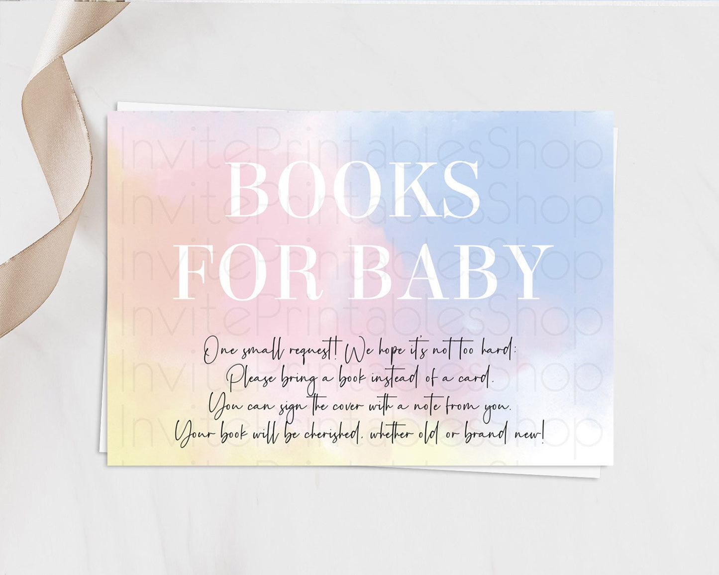 Pastel Books For Baby Card Pastel Rainbow Book Insert Colorful Ombre Watercolor Book Card Confetti Glitter Baby Book Poem Request D10373