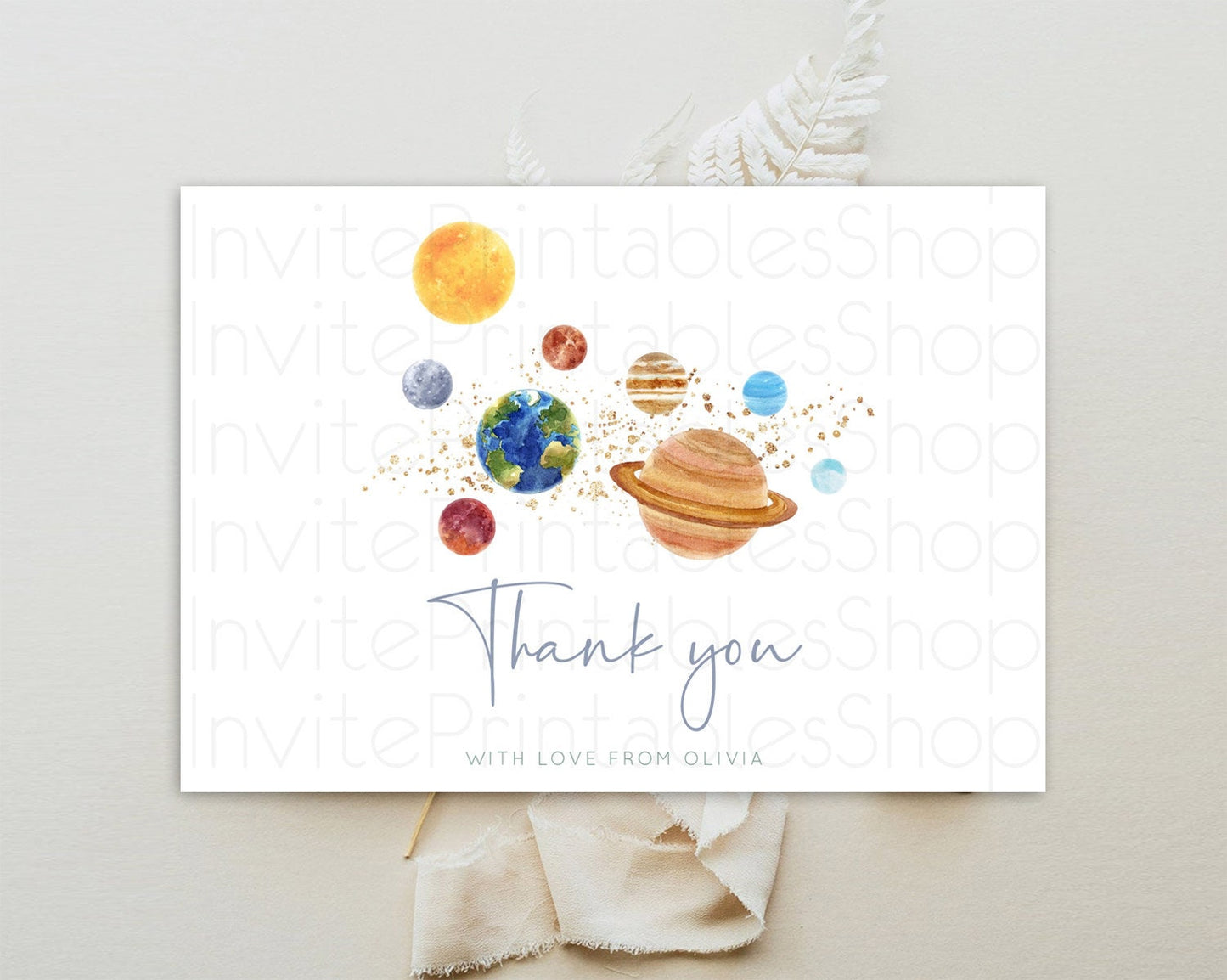 Space Thank You Space Thank You Card First Trip Around the Sun Thank You Card Planets Solar System First Birthday Thank You Cards D10598