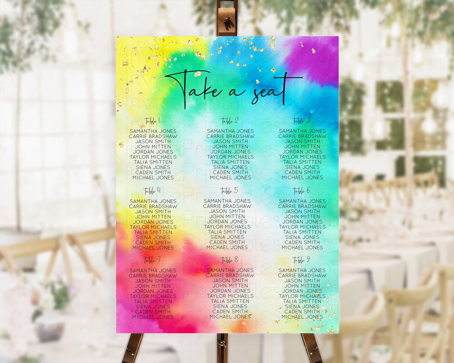 Tie Dye Seating Chart Rainbow Tie Dye Seating Chart Rainbow Colorful Seating Chart Tie Dye Pastel Rainbow Party Decor Take A Seat D10462