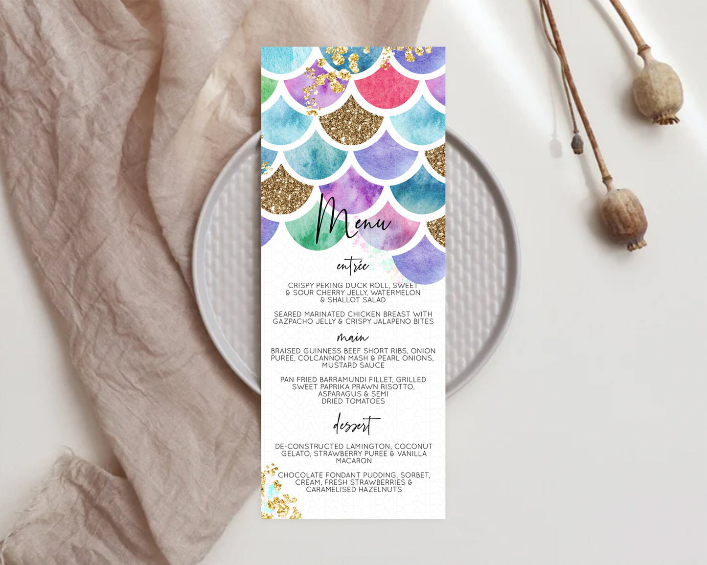 Rainbow Fish Menu Template Rainbow Fish Menu Watercolor Mermaid Décor Rainbow Under Sea Pastel Dinner Dessert Menu Rainbow Food Menu D10581