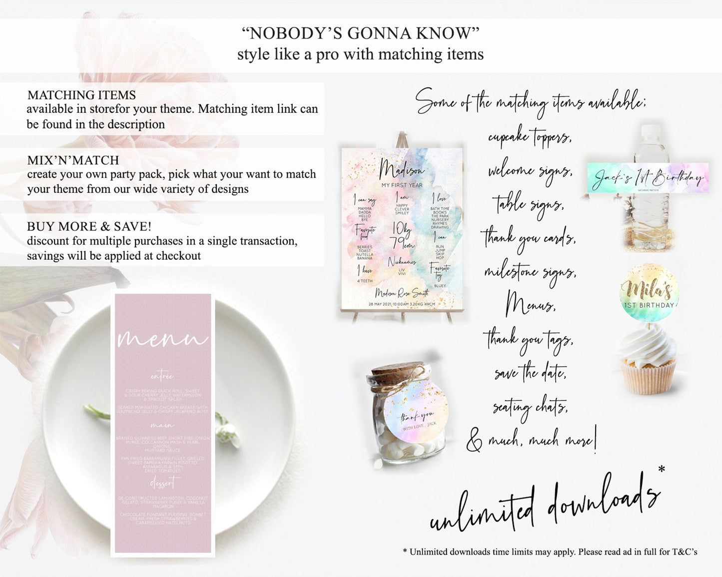 Pink Menu Pastel Pink Menu Template Pink Minimalist Table Decor Modern Pink Menu Simple Pink Dinner Dessert Menu Party Food Menu D10940