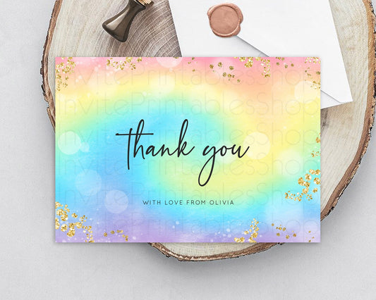 Pastel Thank You Rainbow Thank You Card Colorful Pastel Birthday Thank You Card Confetti Watercolor Pastel Teacher Thank You Cards D10568