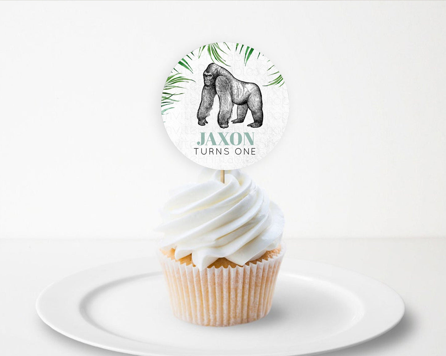 Editable Gorilla Cupcake Toppers Jungle Gorilla Cupcake Gorilla Party Decor