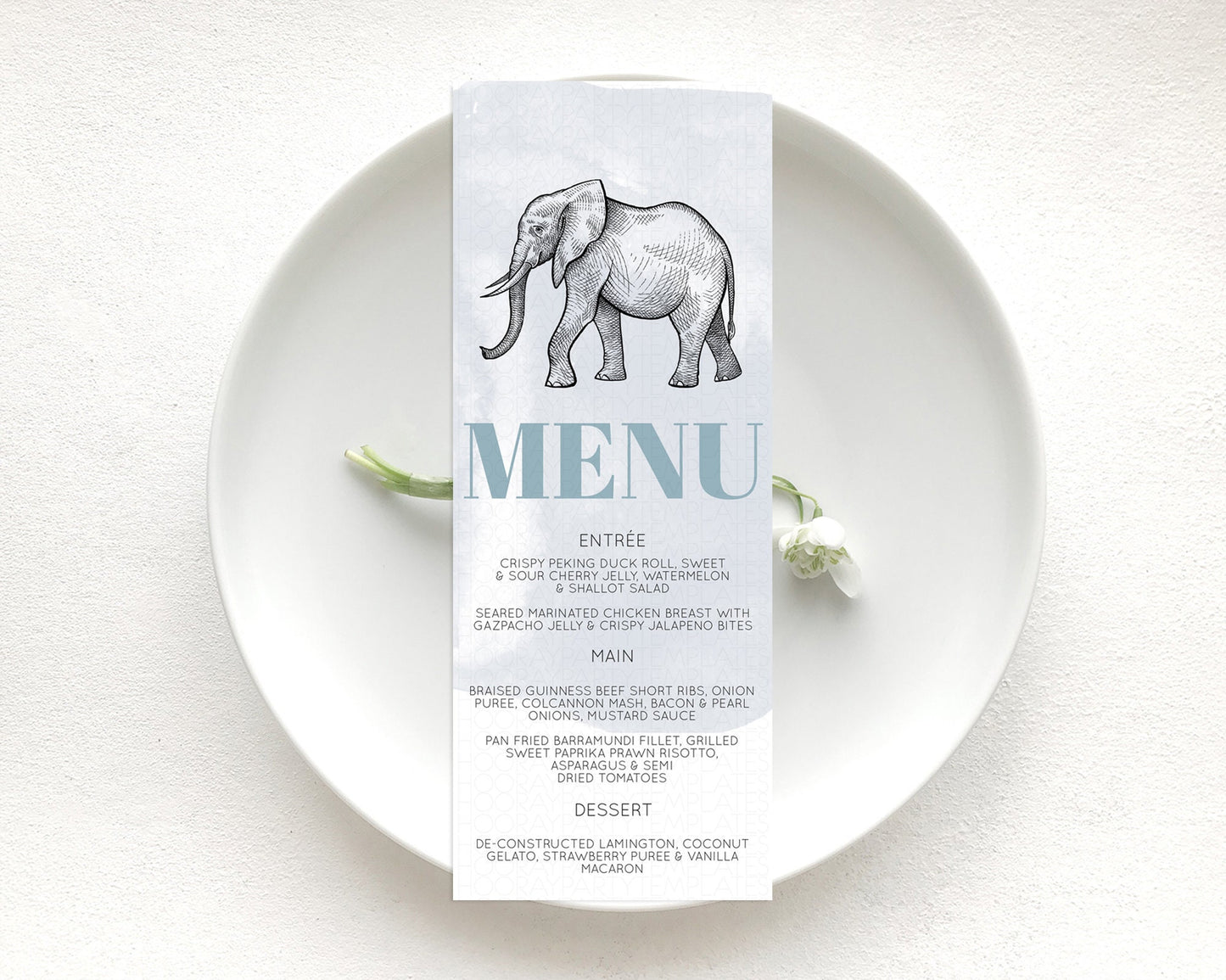 Elephant Menu Elephant Menu Template Elephant Safari Zoo Table Decor Elephant Dinner Dessert Menu Elephant Party Food Menu D10811