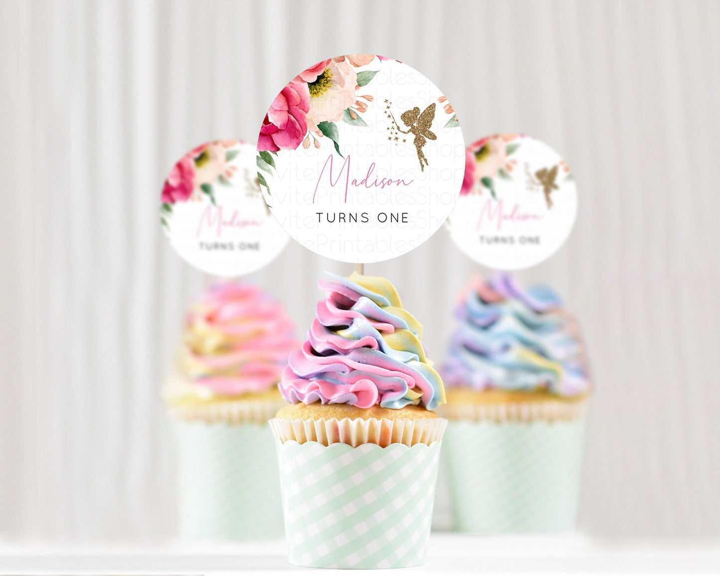 Fairy Cupcake Toppers Pastel Fairy Cupcake Toppers Fairy Floral Garden Cupcake Topper Enchanted Garden Floral Butterfly Party Decor D10883