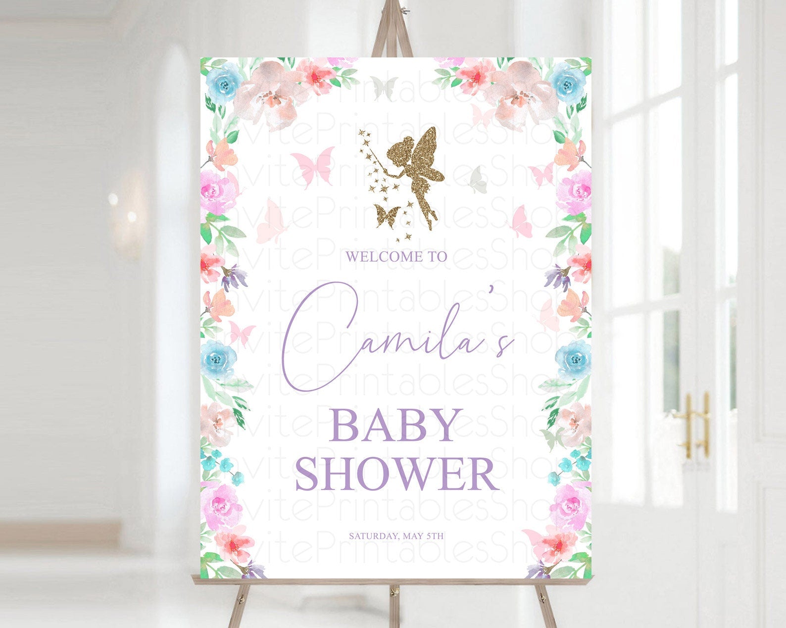 Editable Fairy Baby Shower Welcome Sign Fairy Welcome Board Enchanted Garden