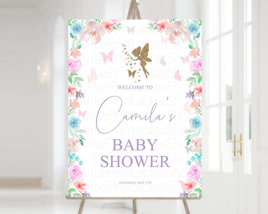 Editable Fairy Baby Shower Welcome Sign Fairy Welcome Board Enchanted Garden
