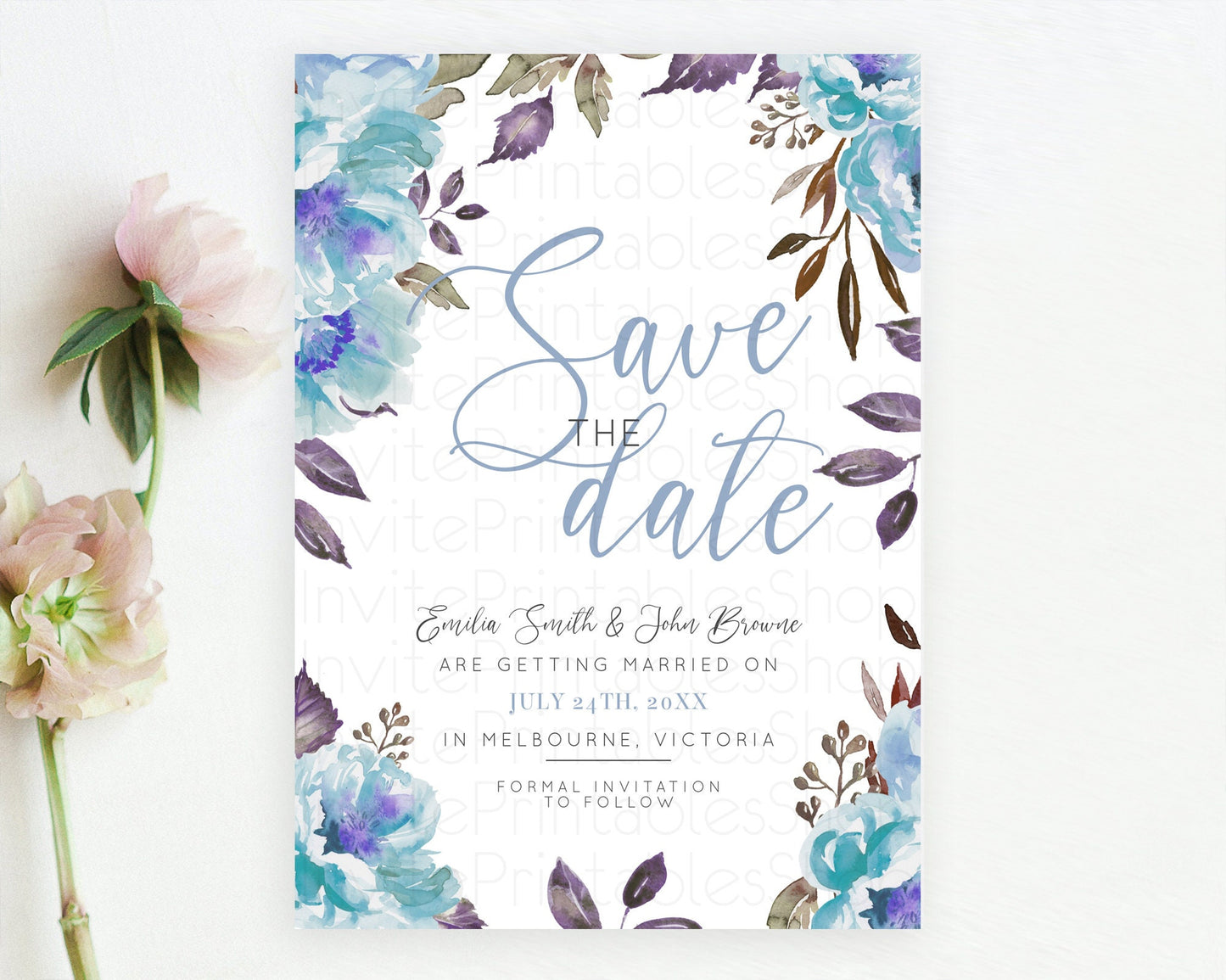 Wildflower Save The Date Template Secret Garden Save The Date Pastel Floral Garden Party Boho Flowers Birthday Baby Shower Wedding D10730