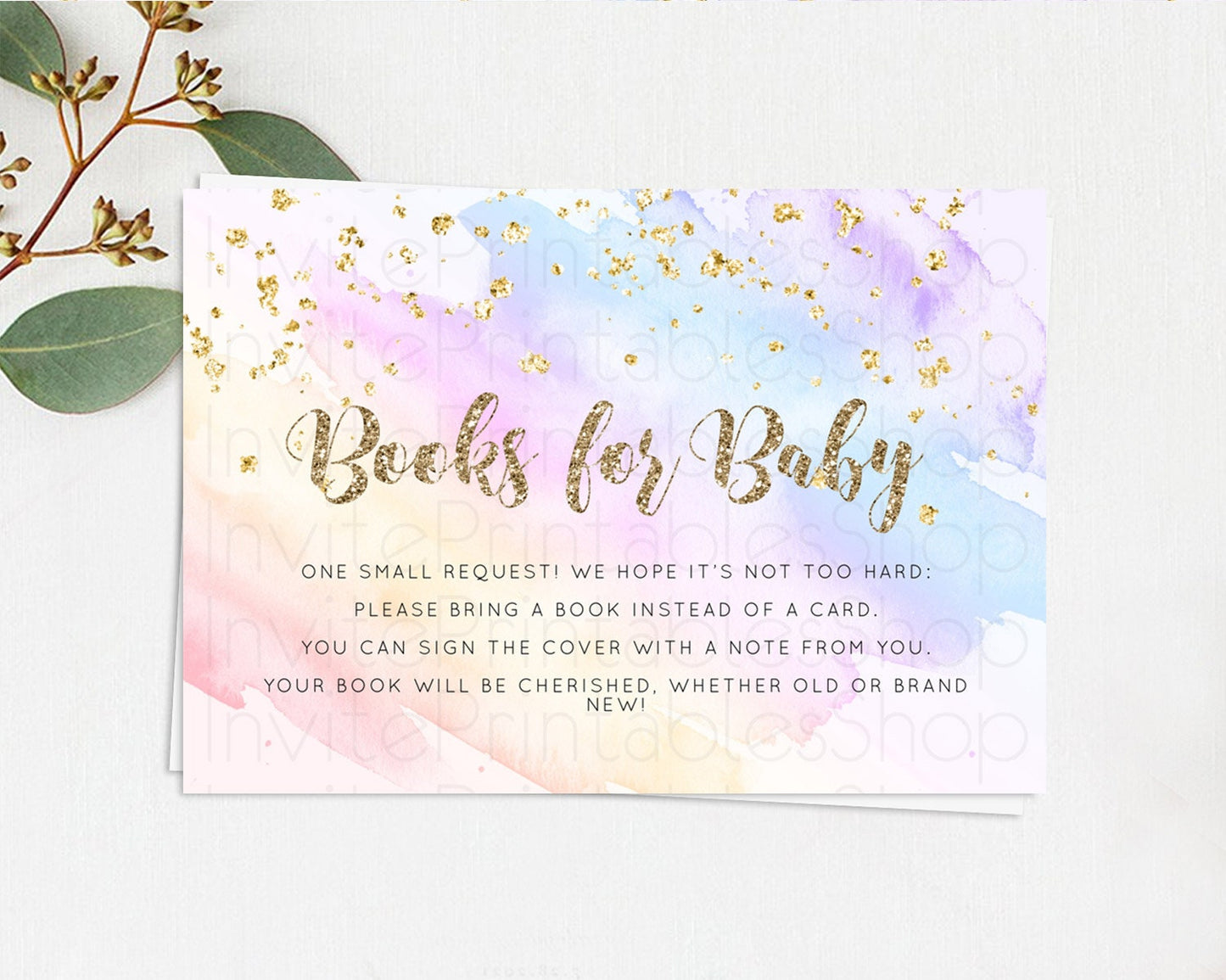 Pastel Books For Baby Card Pastel Rainbow Book Insert Colorful Ombre Watercolor Book Card Confetti Glitter Baby Book Poem Request D10633