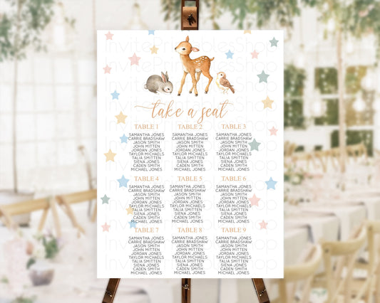 Fawn Seating Chart Deer Seating Chart Enchanted Forest Party Butterfly Pastel Flowers Whimsical Seating Chart Woodland Seating Sign D10918