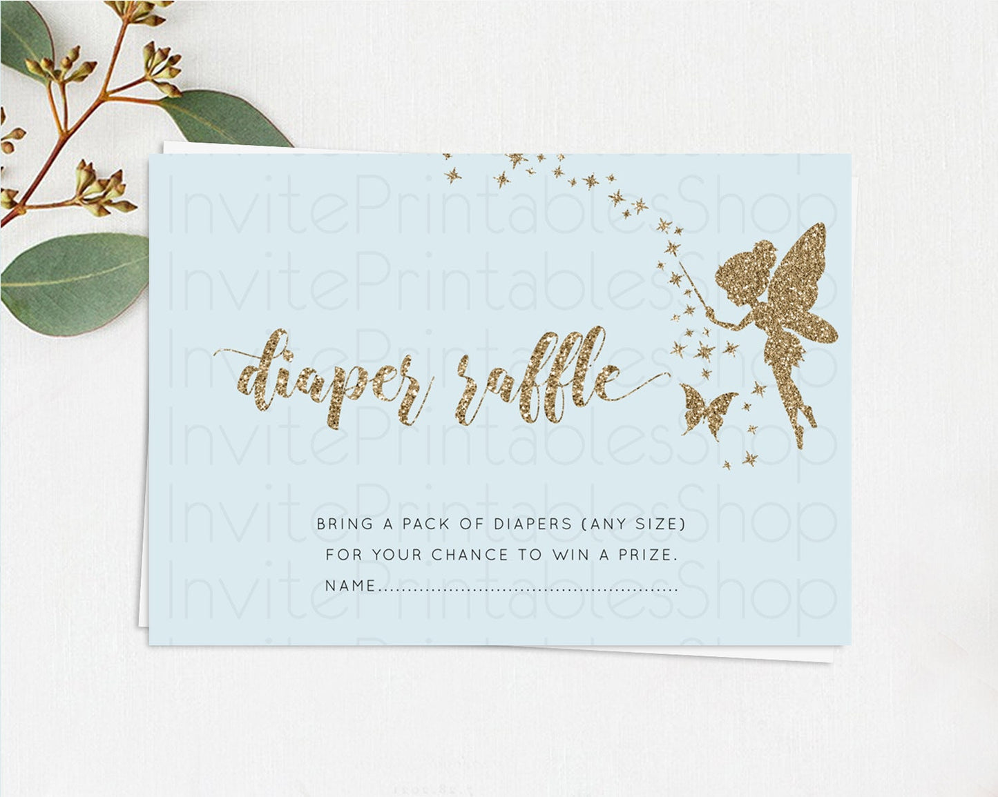 Fairy Diaper Raffle Card Fairy Diaper Insert Enchanted Garden Fairy Diaper Ticket Pastel Floral Butterfly Secret Garden Raffle Game D10907