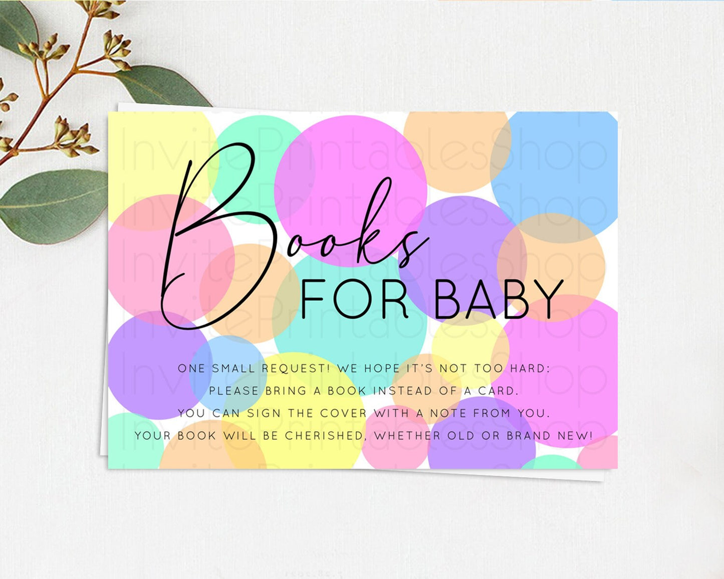 Rainbow Books For Baby Card Pastel Sprinkles Book Insert Pastel Rainbow Confetti Book Card Colorful Bubbles Pastel Book Poem Request D10888