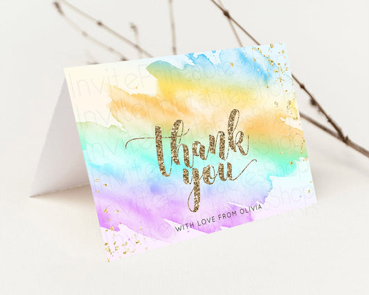 Pastel Thank You Rainbow Thank You Card Colorful Pastel Birthday Thank You Card Confetti Watercolor Pastel Teacher Thank You Cards D10426