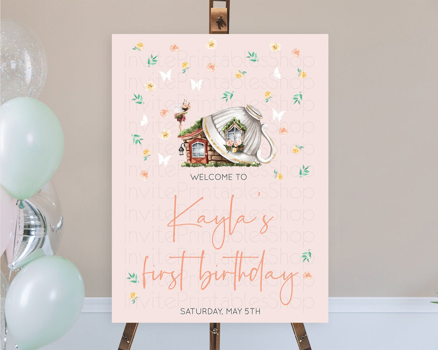 Fairy Welcome Sign Fairy Welcome Board Enchanted Garden Pastel Floral Butterfly Decor Secret Garden First Birthday Welcome Sign D10384