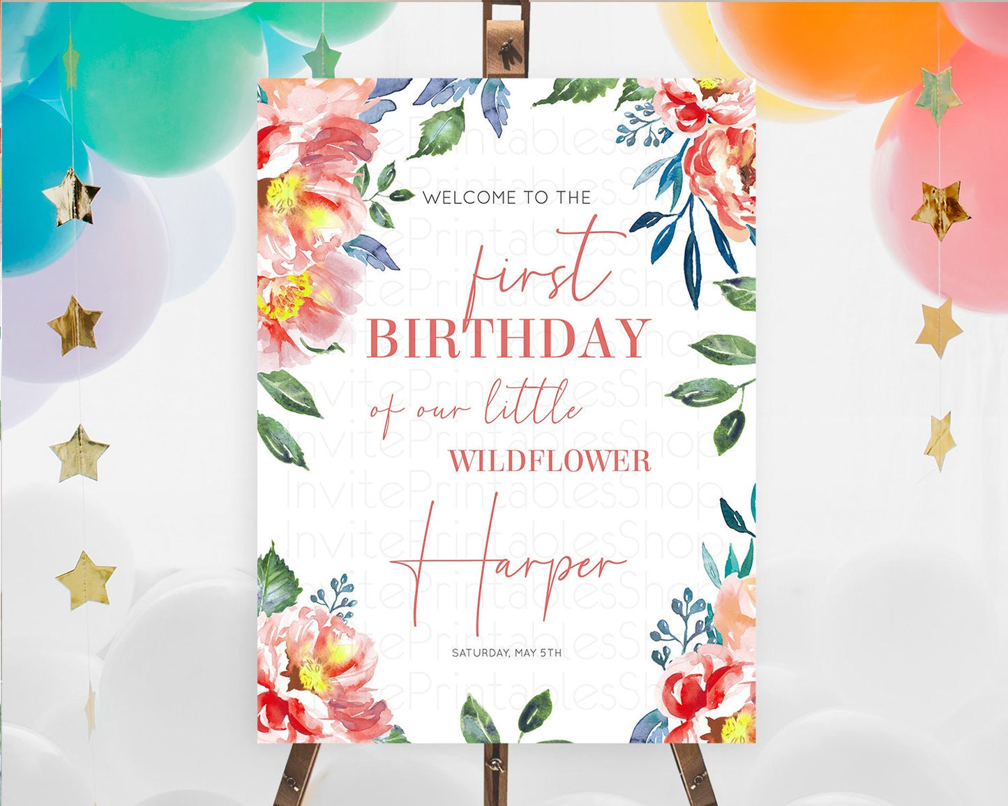 Secret Garden Welcome Sign Wildflower Welcome Board Pastel Flower Garden Welcome Poster Boho Wildflower First Birthday Welcome Sign D10751