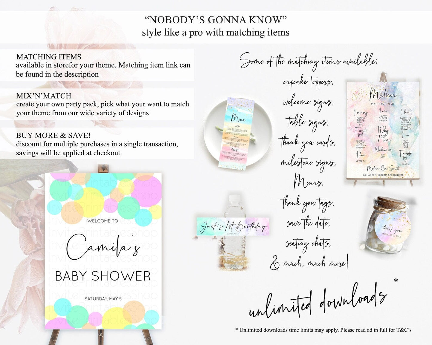 Rainbow Baby Shower Welcome Sign Pastel Welcome Board Pastel Rainbow Confetti Welcome Sign Colorful Bubbles Pastel Welcome Sign D10409