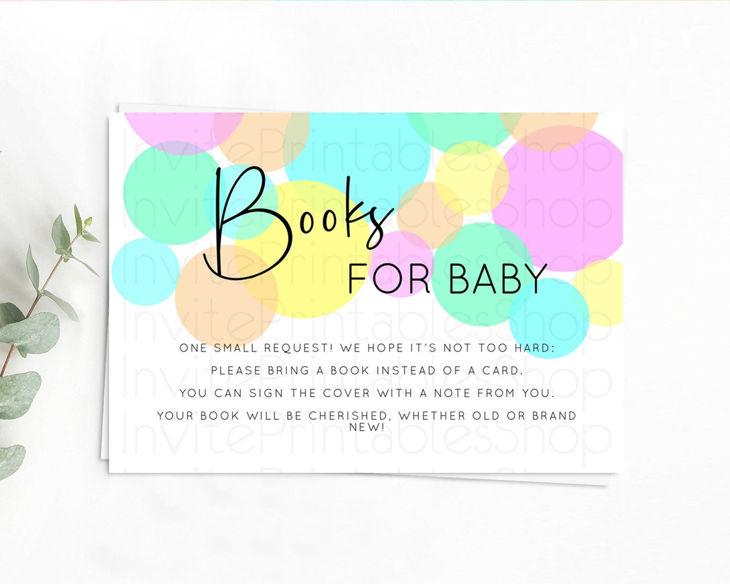 Rainbow Books For Baby Card Pastel Sprinkles Book Insert Pastel Rainbow Confetti Book Card Colorful Bubbles Pastel Book Poem Request D10409