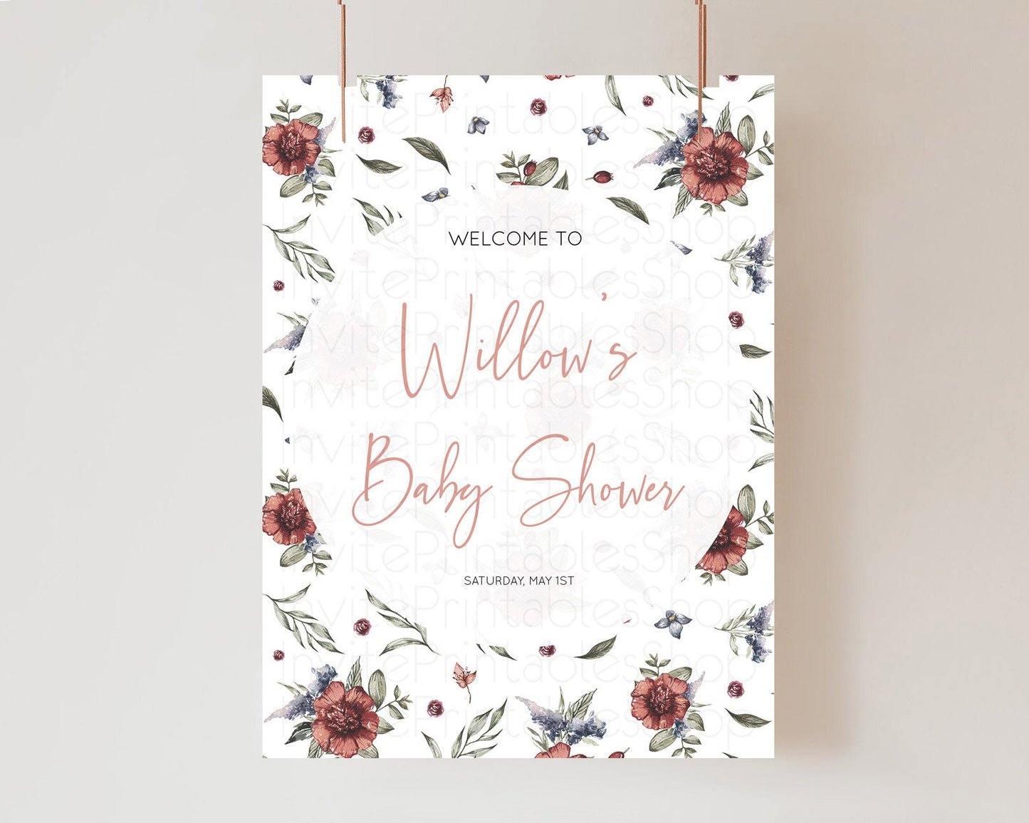 Secret Garden Baby Shower Welcome Sign Wildflower Welcome Board Pastel Flower Garden Welcome Poster Boho Wildflower Welcome Sign D10503