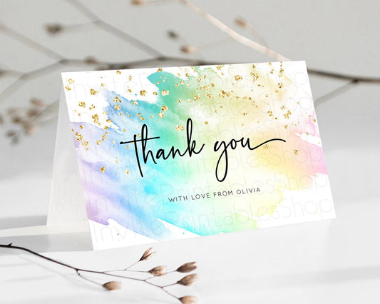 Editable Pastel Thank You Rainbow Thank You Card Colorful Pastel Birthday Th