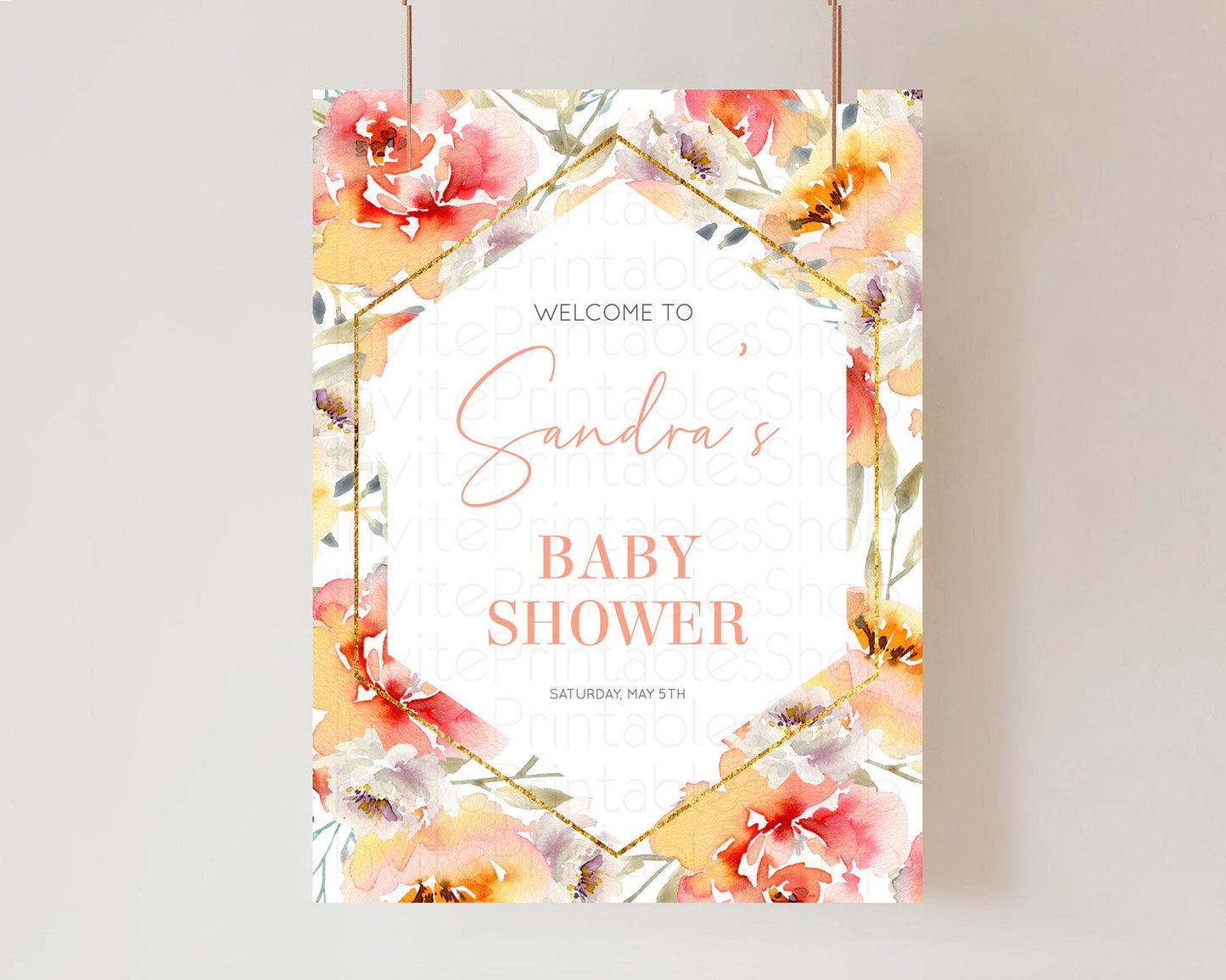 Editable Secret Garden Baby Shower Welcome Sign Wildflower Welcome Board Pas