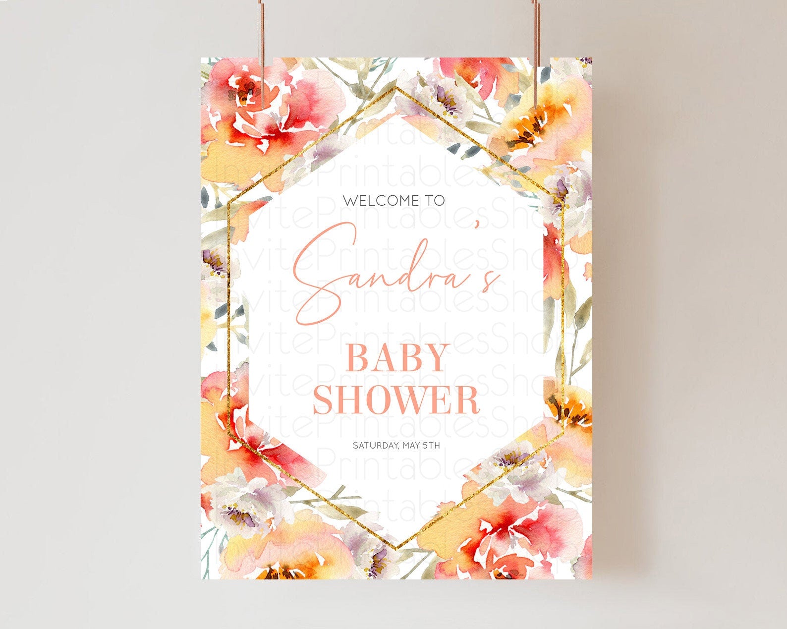 Editable Secret Garden Baby Shower Welcome Sign Wildflower Welcome Board Pas