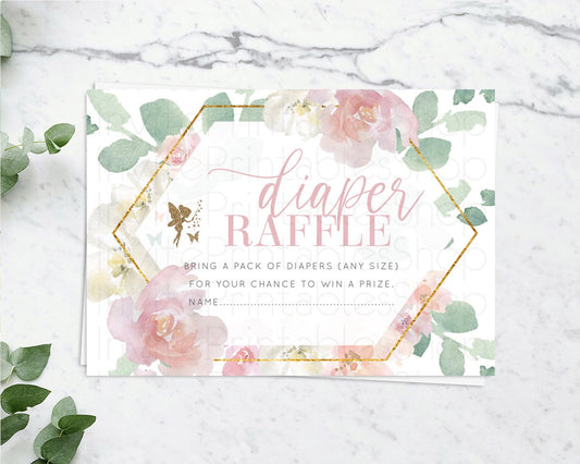 Fairy Diaper Raffle Card Fairy Diaper Insert Enchanted Garden Fairy Diaper Ticket Pastel Floral Butterfly Secret Garden Raffle Game D10965