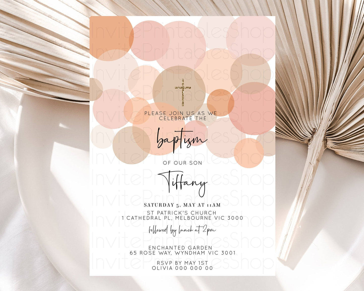 Pastel Baptism Invitation Orange Confetti Baptism 1st Birthday Invitation Confetti Bubbles Christening Invitation Holy Communion D10230