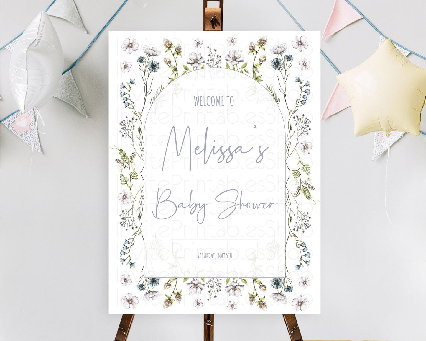 Editable Secret Garden Baby Shower Welcome Sign Wildflower Welcome Board Pas