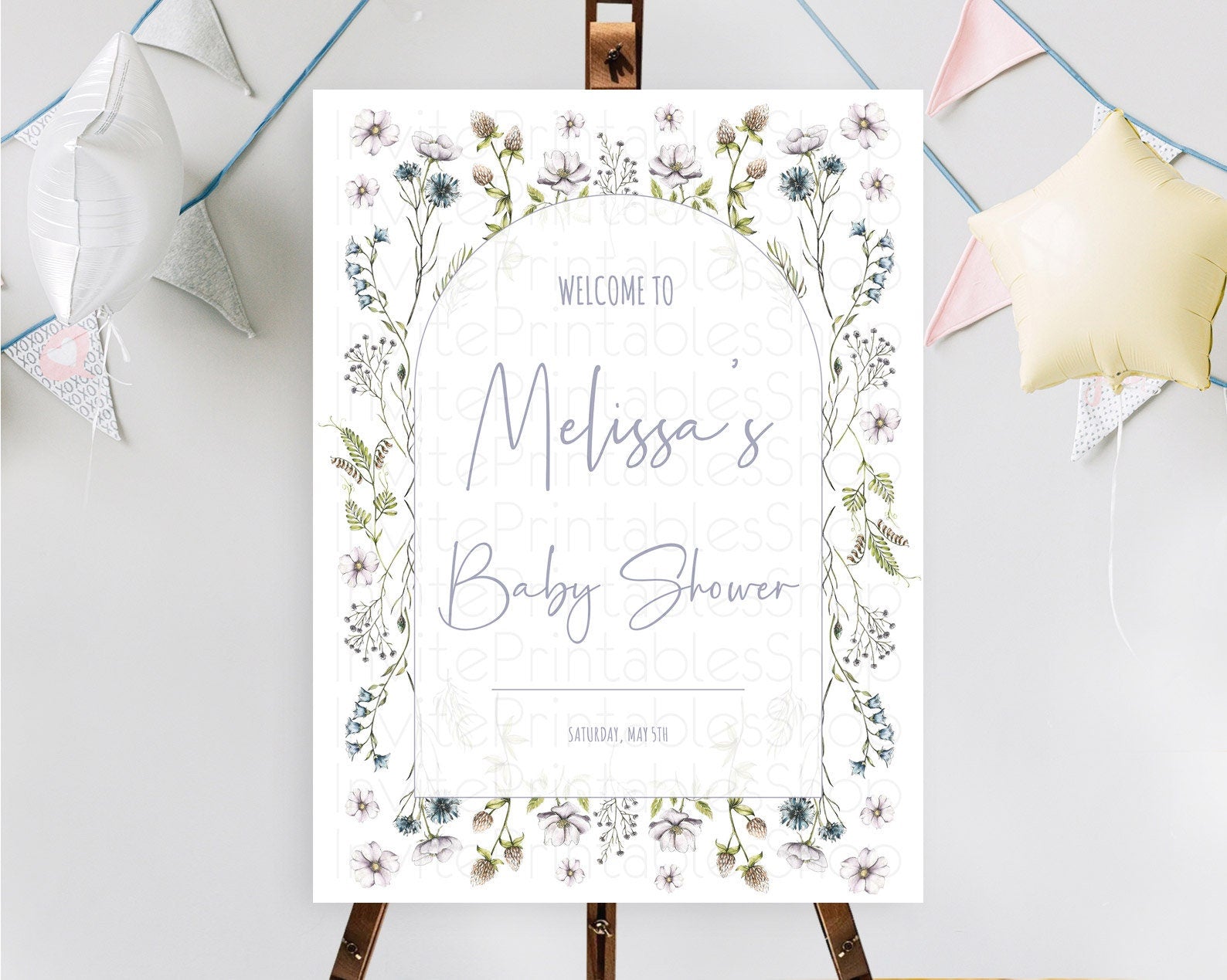 Editable Secret Garden Baby Shower Welcome Sign Wildflower Welcome Board Pas