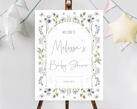 Editable Secret Garden Baby Shower Welcome Sign Wildflower Welcome Board Pas