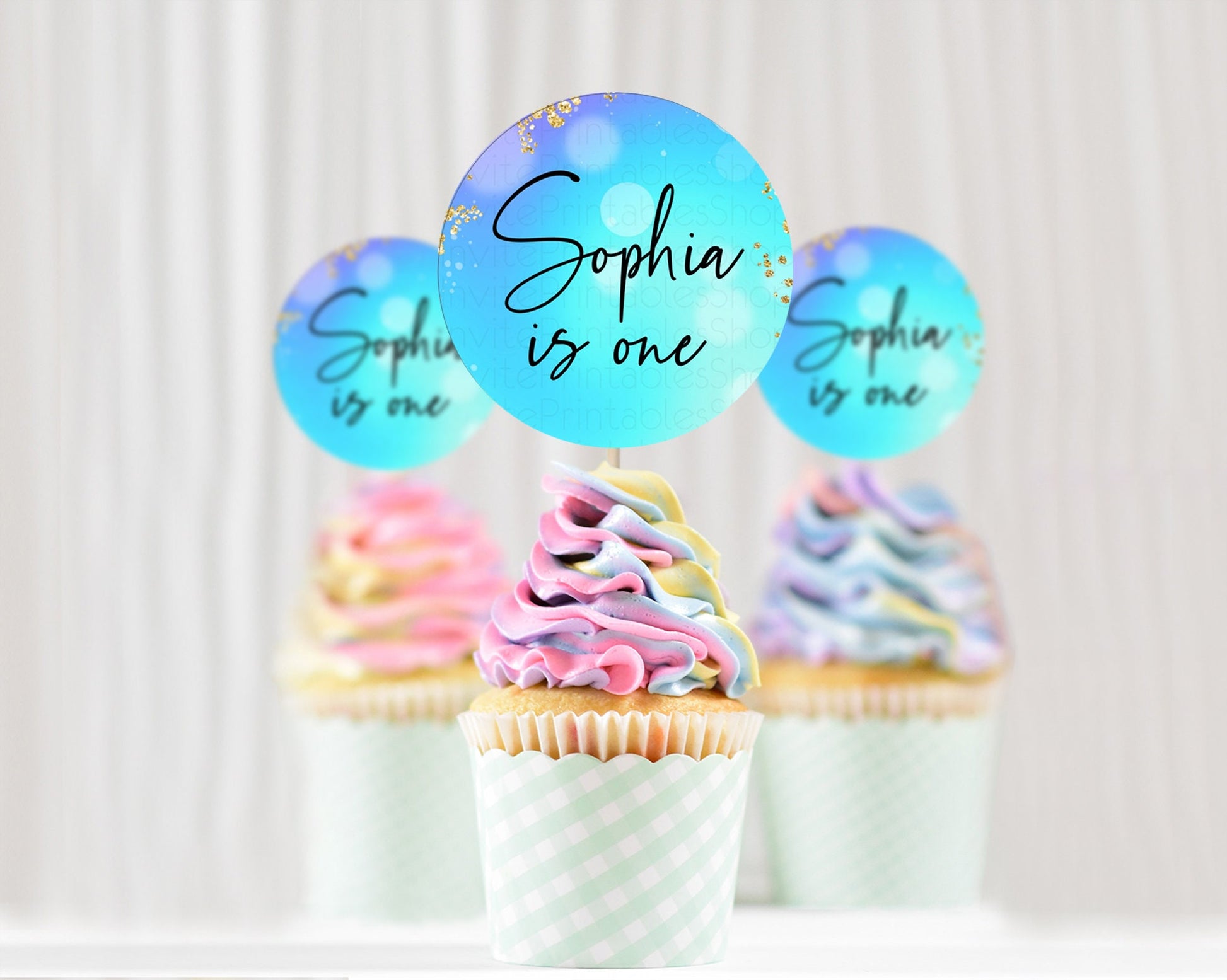 Editable Mermaid Cupcake Toppers Mermaid Cupcake Rainbow Fish Under The Sea