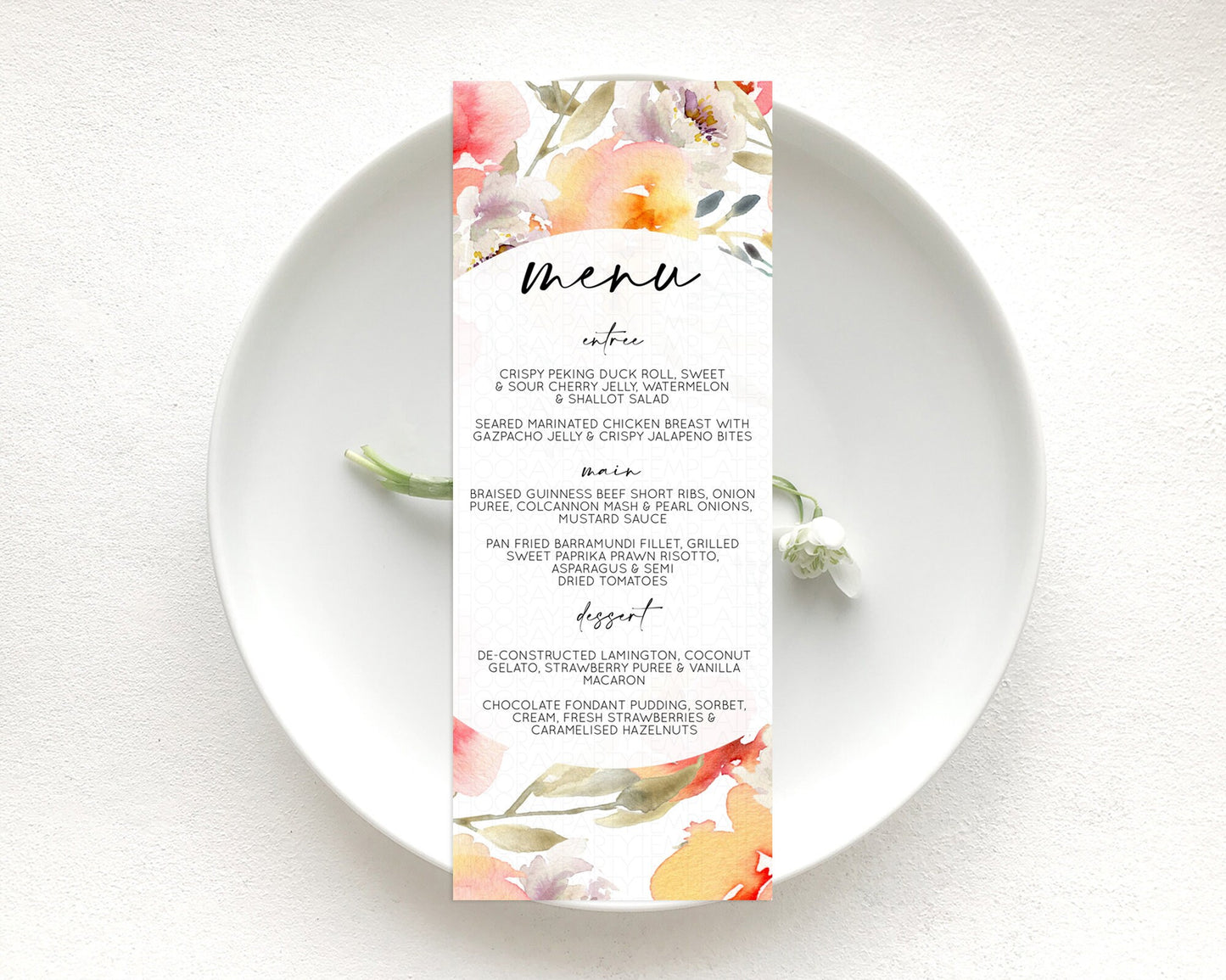 Secret Garden Menu Wildflower Menu Template Pastel Flower Garden Table Decor Boho Floral Dinner Dessert Floral Party Food Menu D10280