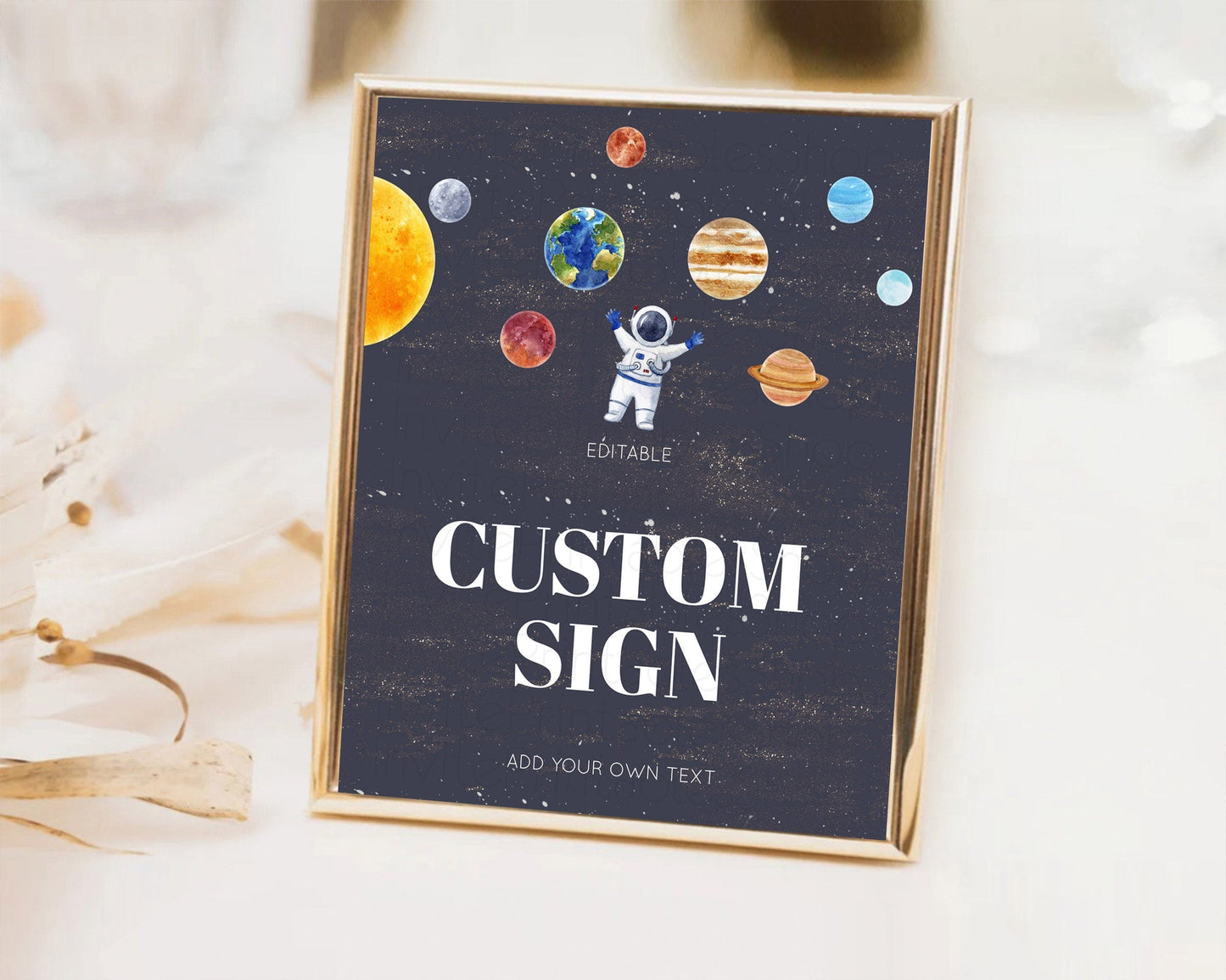 Space Table Sign Decor Galaxy Space Adventure Party First Trip Around the Sun Planets Solar System 1st Birthday Baptism Baby Shower D10144