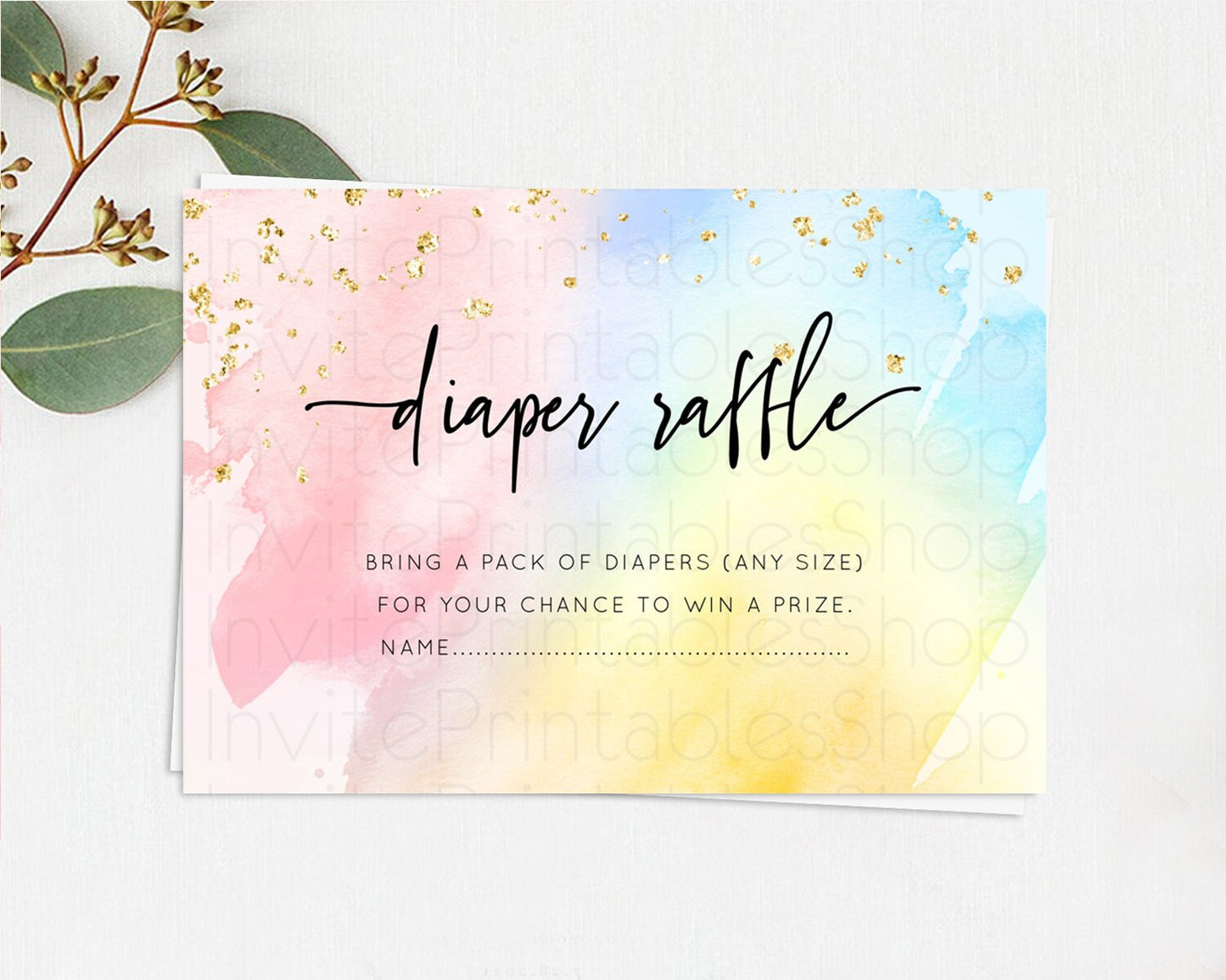 Editable Pastel Diaper Raffle Card Pastel Rainbow Diaper Raffle Insert Color