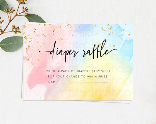 Editable Pastel Diaper Raffle Card Pastel Rainbow Diaper Raffle Insert Color