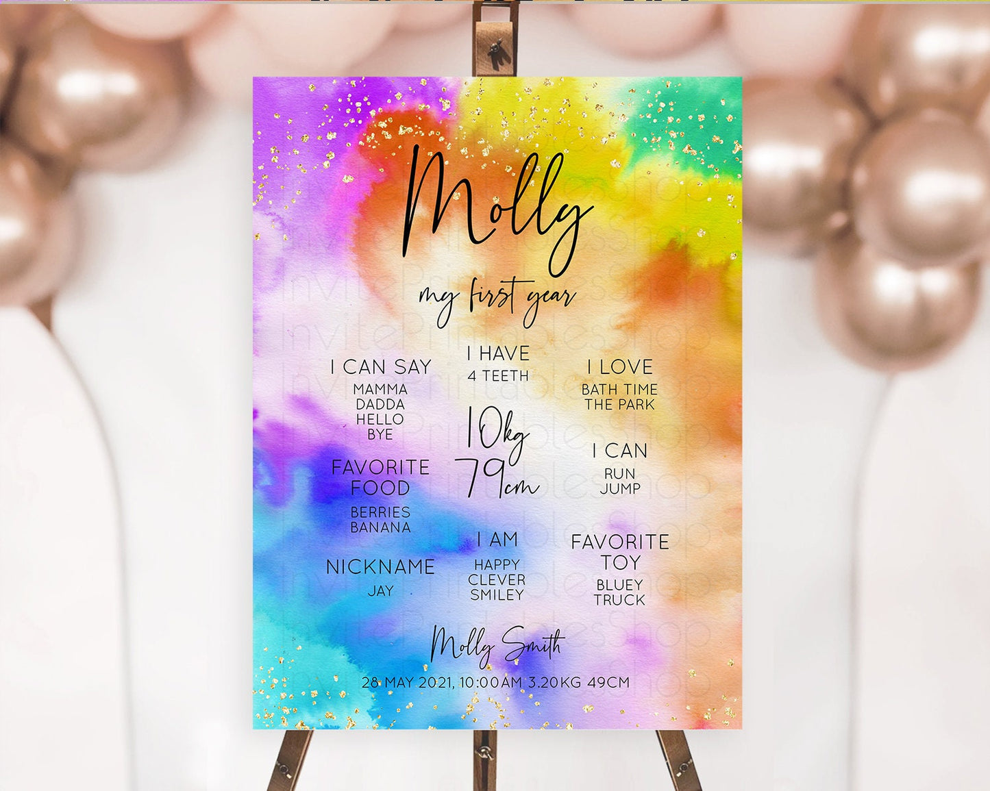 Tie Dye Milestone Board Rainbow First Birthday Milestone Poster Pastel Milestone Colorful Milestone Board Pastel Rainbow Birthday D10530