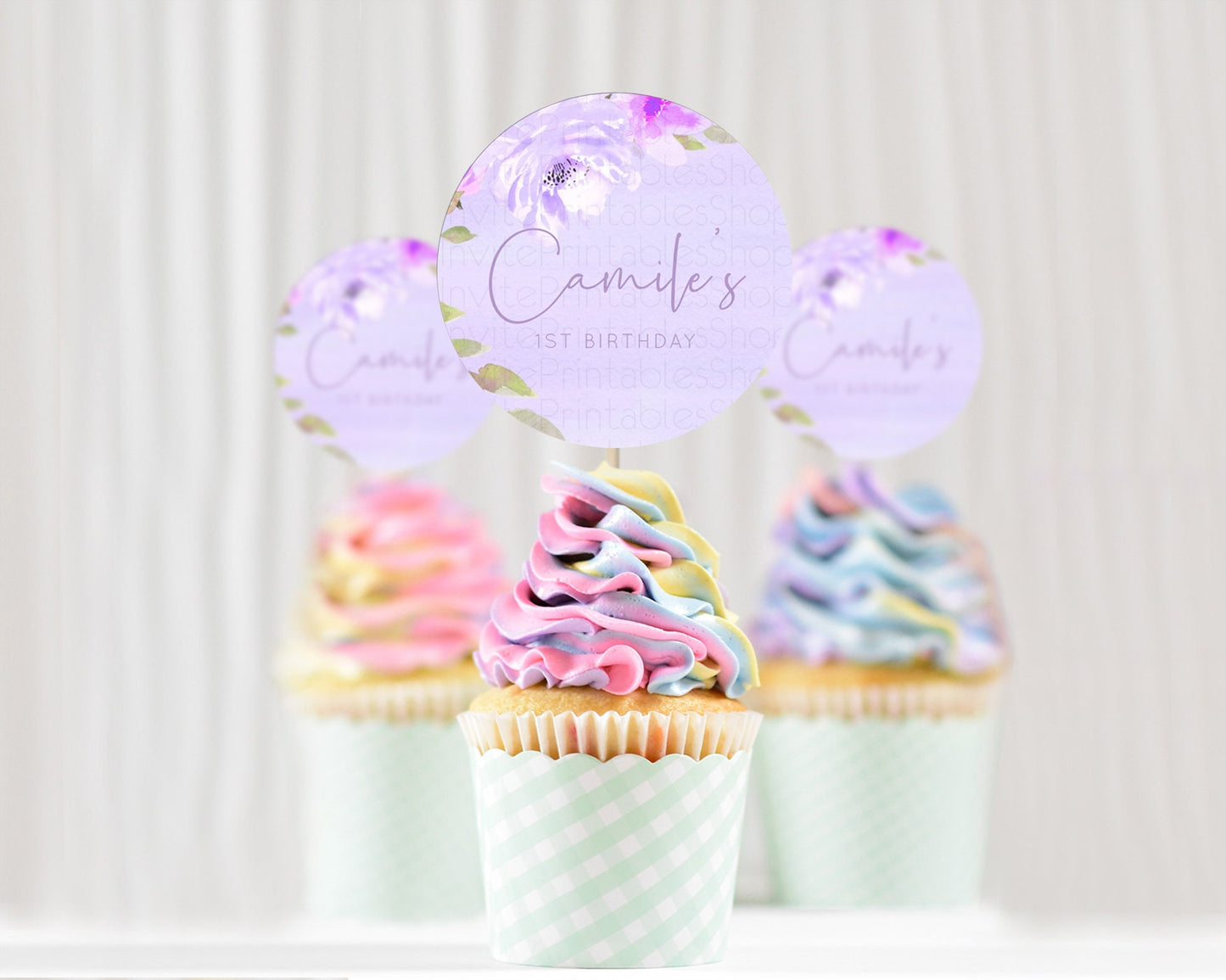 Secret Garden Cupcake Toppers Wildflower Cupcake Toppers Pastel Flowers Cupcake Toppers Enchanted Garden Boho Floral First Birthday D10719