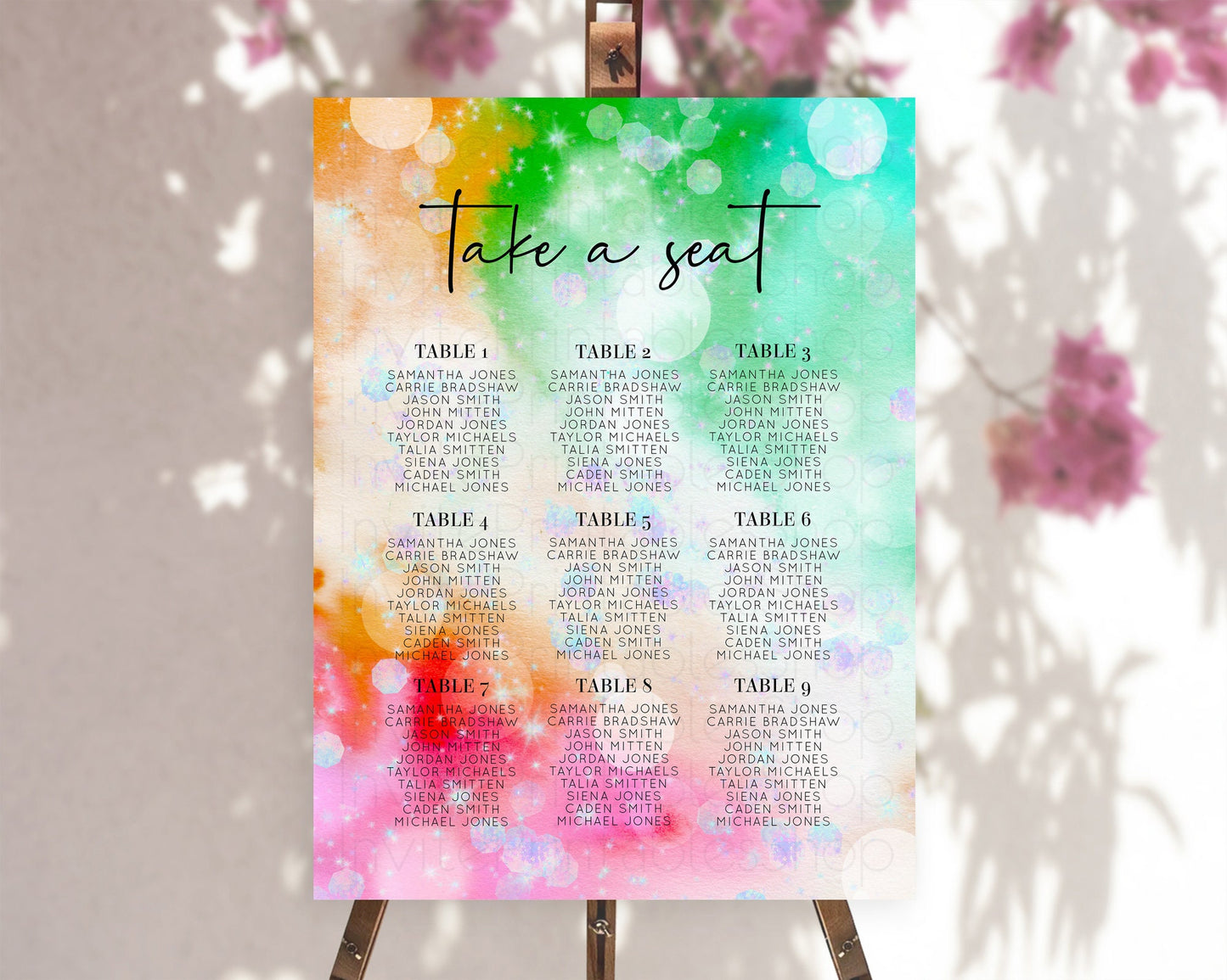 Rainbow Seating Chart Pastel Seating Chart Iridescent Sprinkles Colorful Pastel Watercolor Seating Sign Ombre Pastel Take A Seat D10691